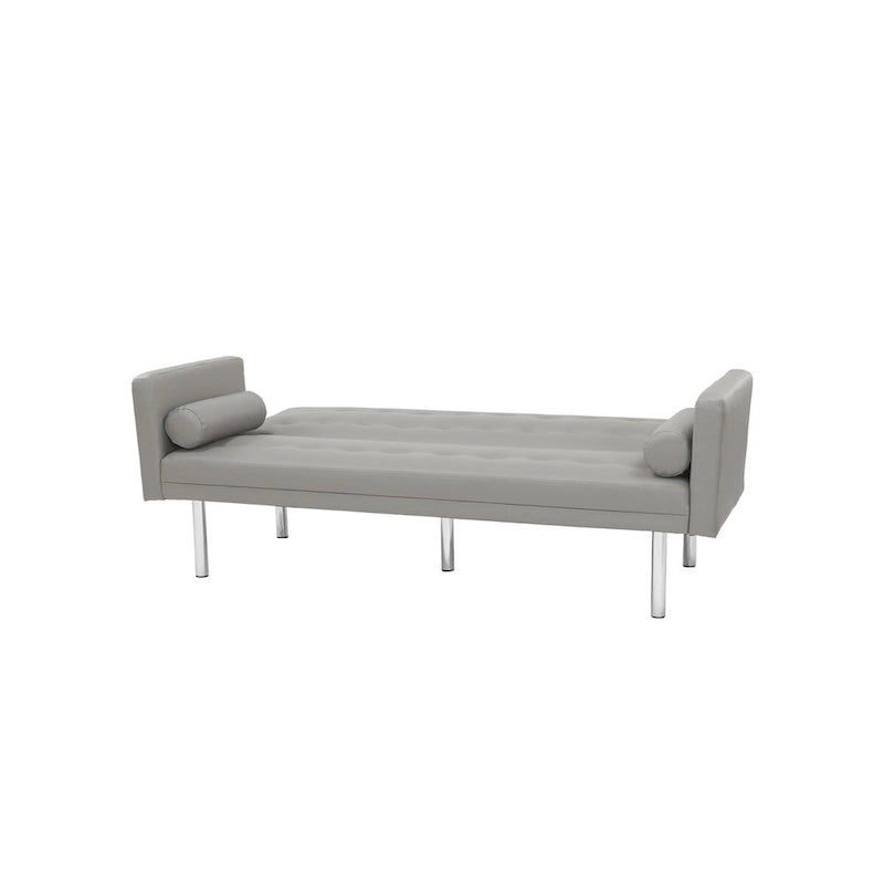 Futon Sofa Bed with Tufted Back and Wood Legs