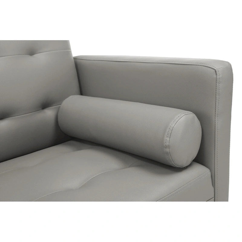 Futon Sofa Bed with Tufted Back and Wood Legs