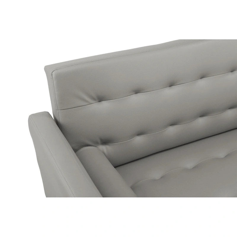 Futon Sofa Bed with Tufted Back and Wood Legs