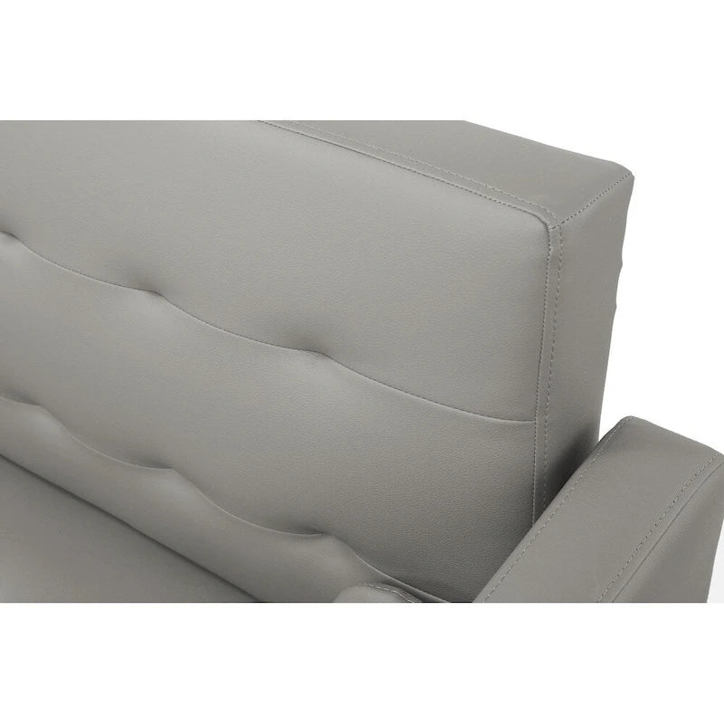 Futon Sofa Bed with Tufted Back and Wood Legs