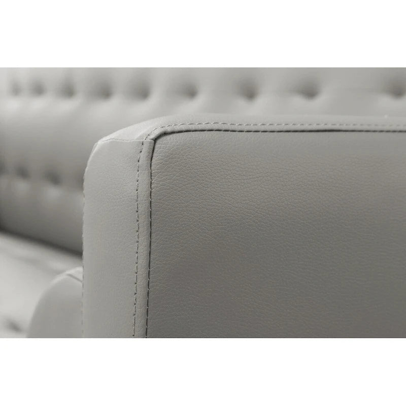 Futon Sofa Bed with Tufted Back and Wood Legs