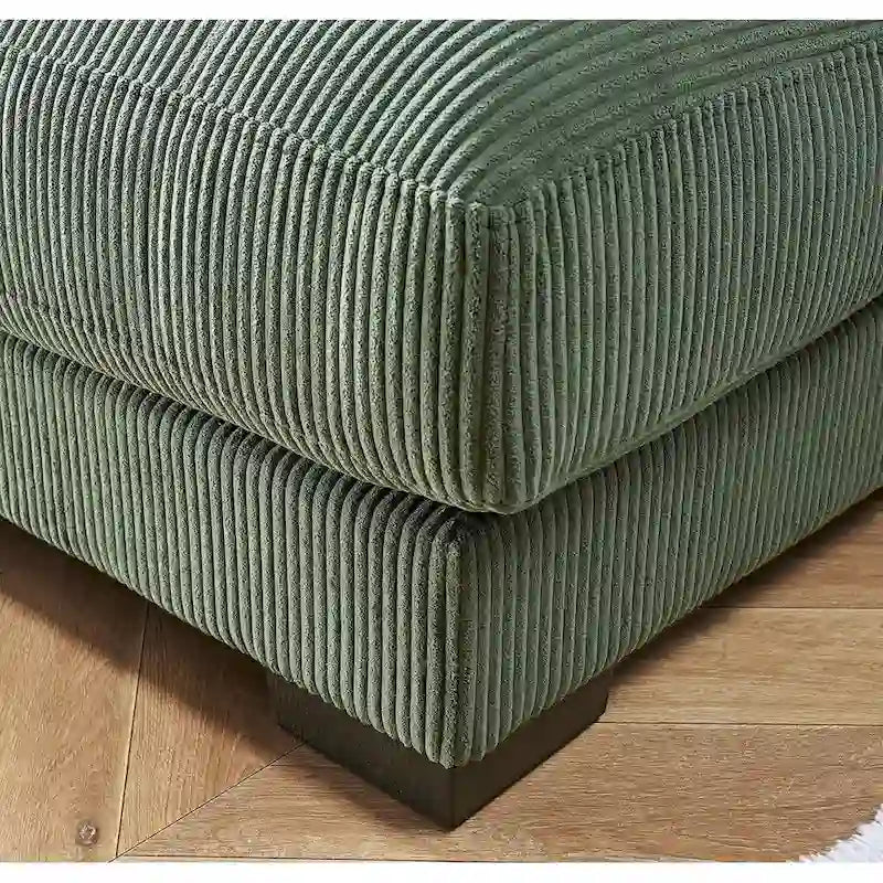 Luxe Oversized Soft Corduroy Fabric Chaise Sofa for Living Room and Bedroom