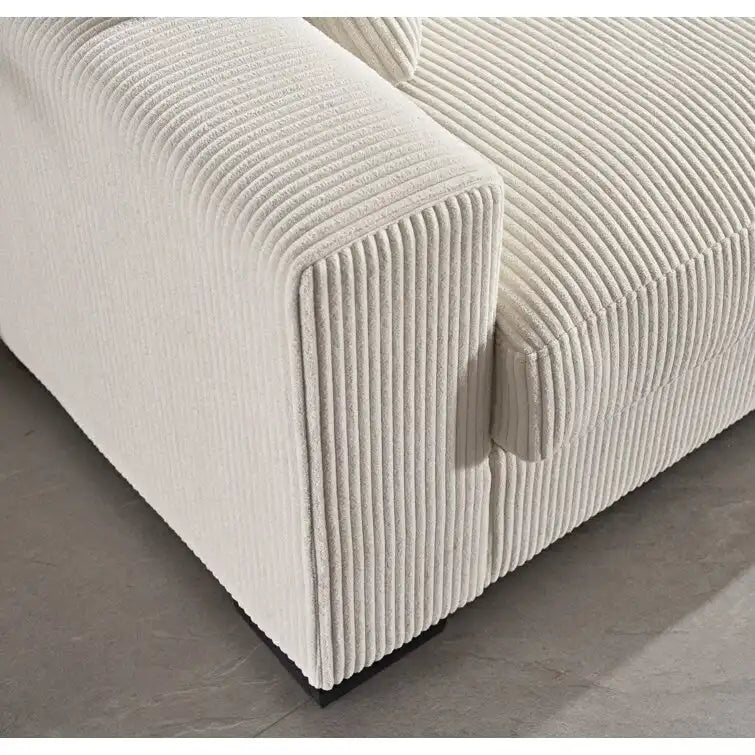 Luxe Oversized Soft Corduroy Fabric Chaise Sofa for Living Room and Bedroom