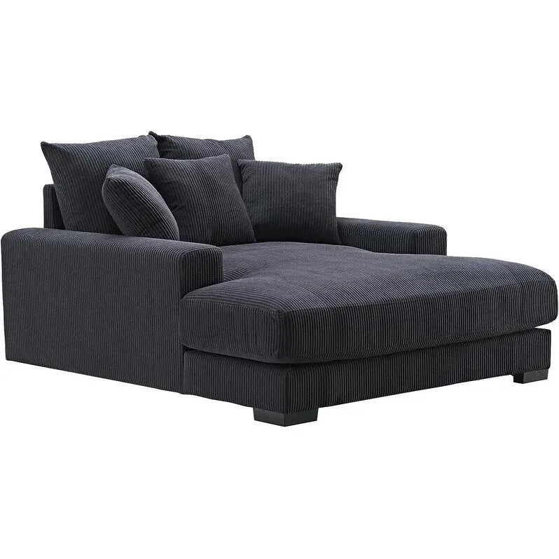 Luxe Oversized Soft Corduroy Fabric Chaise Sofa for Living Room and Bedroom