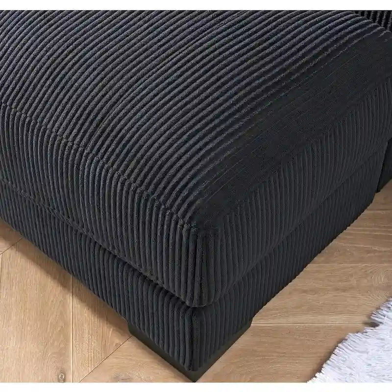 Luxe Oversized Soft Corduroy Fabric Chaise Sofa for Living Room and Bedroom