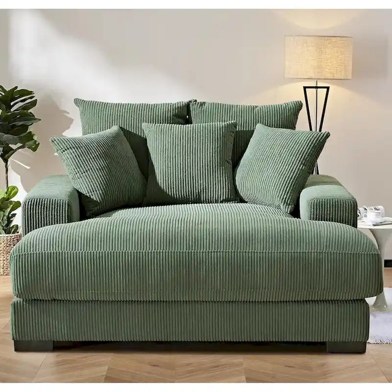 Luxe Oversized Soft Corduroy Fabric Chaise Sofa for Living Room and Bedroom