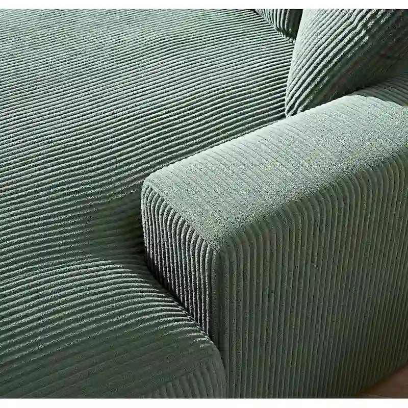 Luxe Oversized Soft Corduroy Fabric Chaise Sofa for Living Room and Bedroom