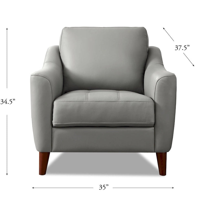 Top-Grain Leather Accent Chair with Memory Foam and Pocket Coils