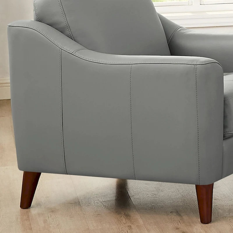 Top-Grain Leather Accent Chair with Memory Foam and Pocket Coils