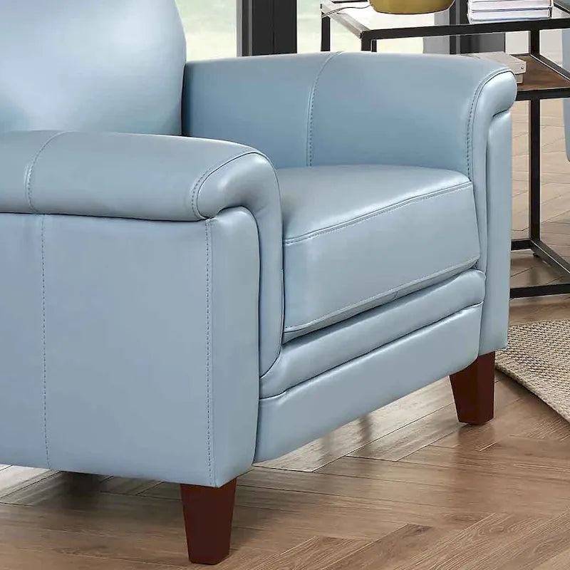Top-Grain Leather Accent Chair with Memory Foam and Pocket Coils