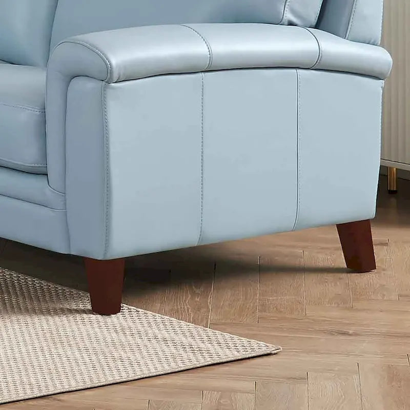 Top-Grain Leather Accent Chair with Memory Foam and Pocket Coils