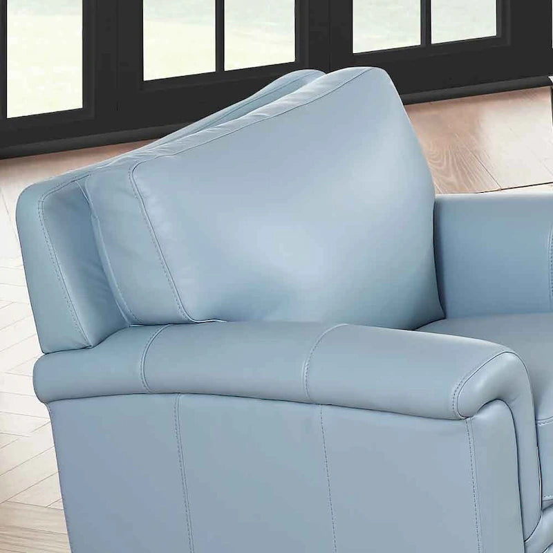 Top-Grain Leather Accent Chair with Memory Foam and Pocket Coils