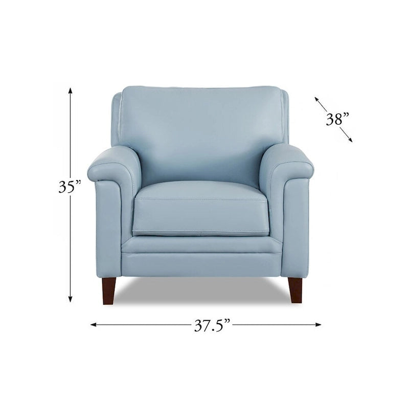 Top-Grain Leather Accent Chair with Memory Foam and Pocket Coils