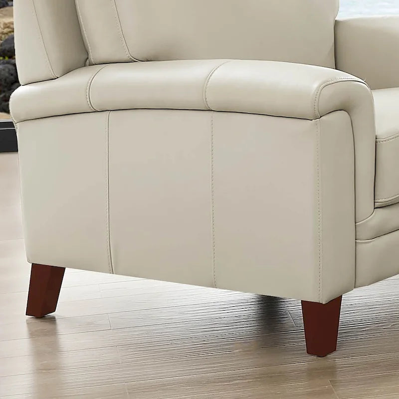 Top-Grain Leather Accent Chair with Memory Foam and Pocket Coils