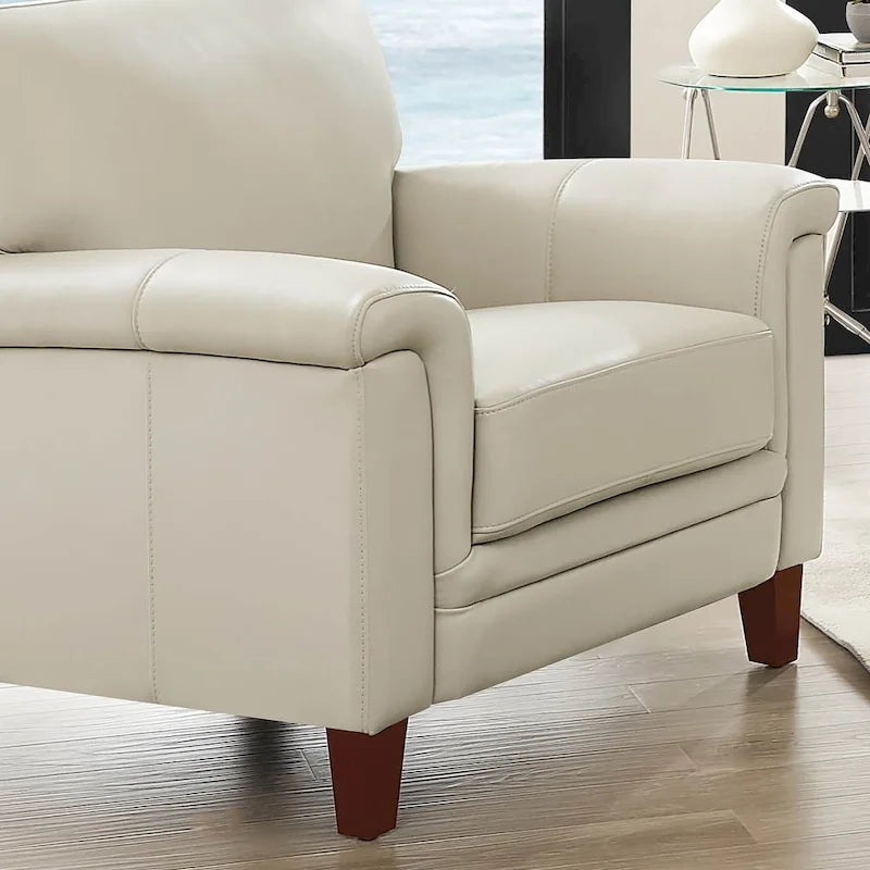 Top-Grain Leather Accent Chair with Memory Foam and Pocket Coils