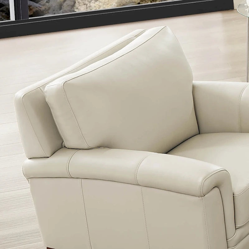 Top-Grain Leather Accent Chair with Memory Foam and Pocket Coils