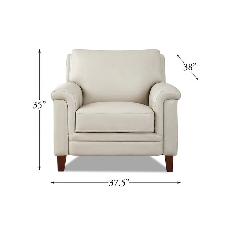 Top-Grain Leather Accent Chair with Memory Foam and Pocket Coils