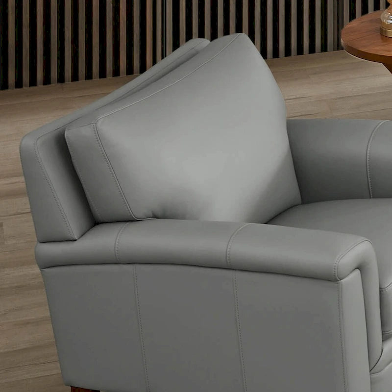 Top-Grain Leather Accent Chair with Memory Foam and Pocket Coils