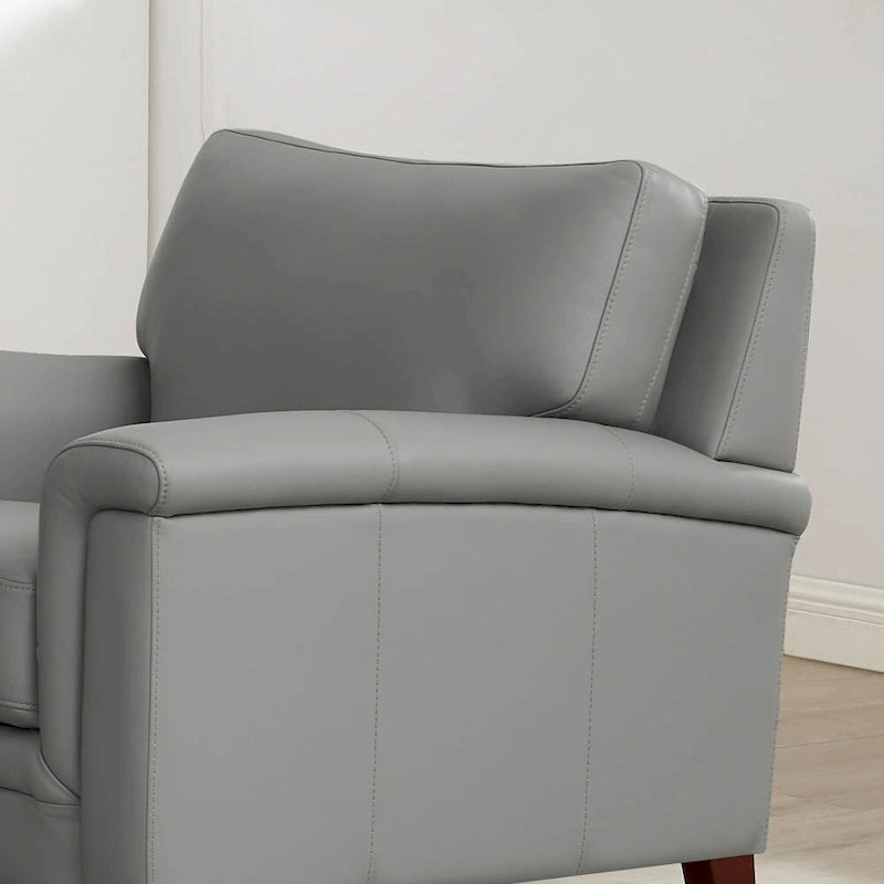 Top-Grain Leather Accent Chair with Memory Foam and Pocket Coils