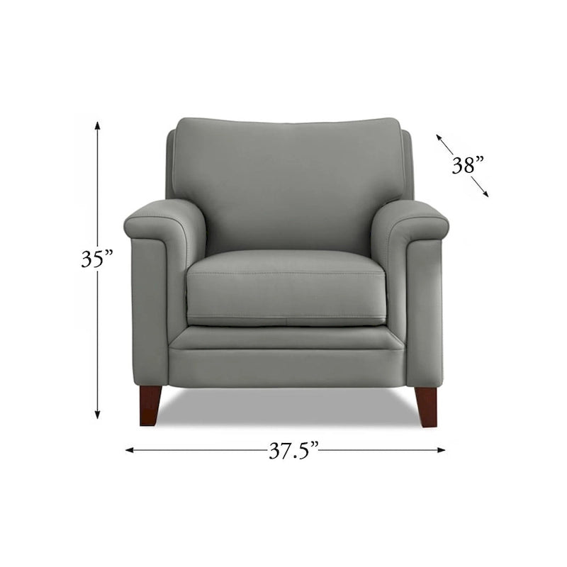 Top-Grain Leather Accent Chair with Memory Foam and Pocket Coils