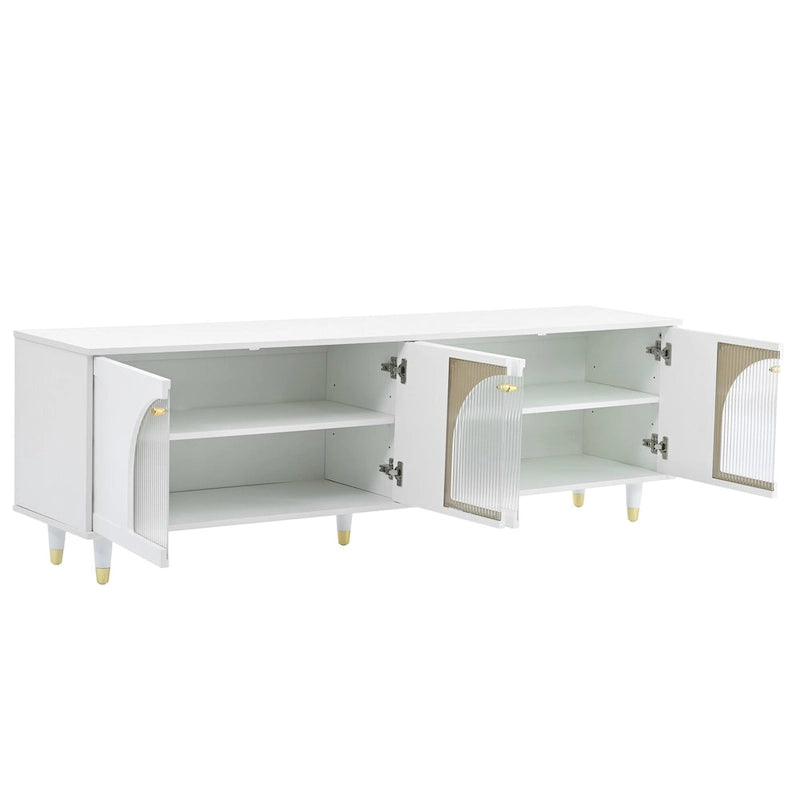 TV Stand for TVs Up to 78 in with Fluted Glass Doors