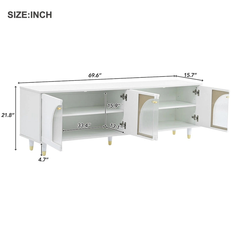 TV Stand for TVs Up to 78 in with Fluted Glass Doors