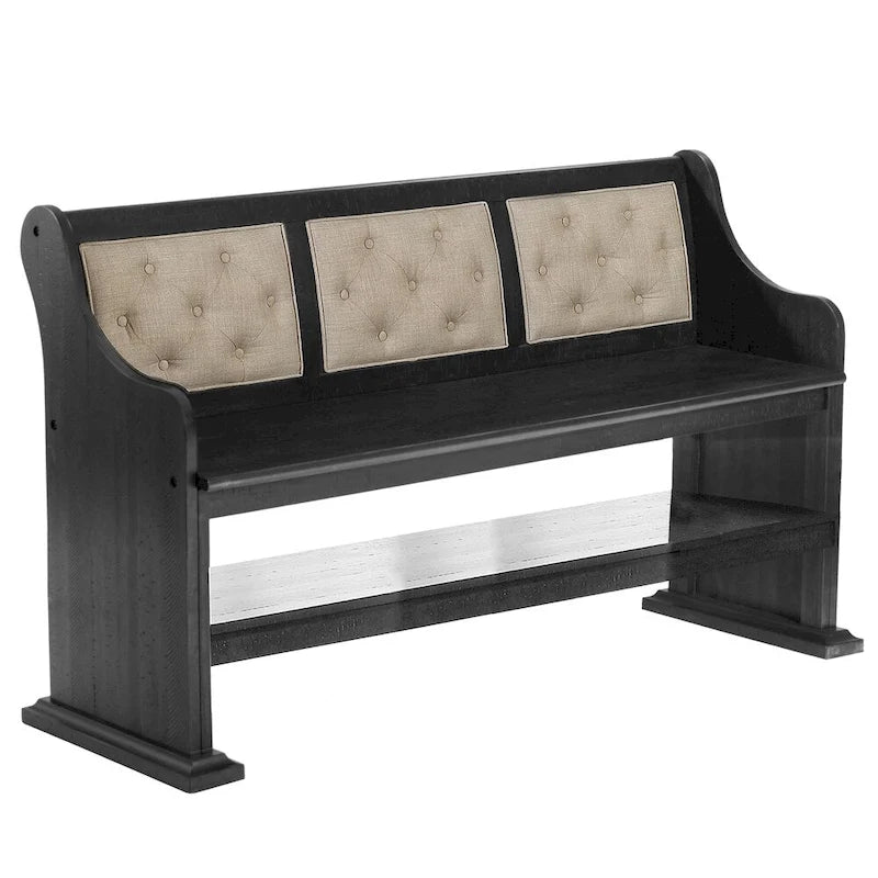 Tufted Backrest Upholstered Counter-Height Dining Bench