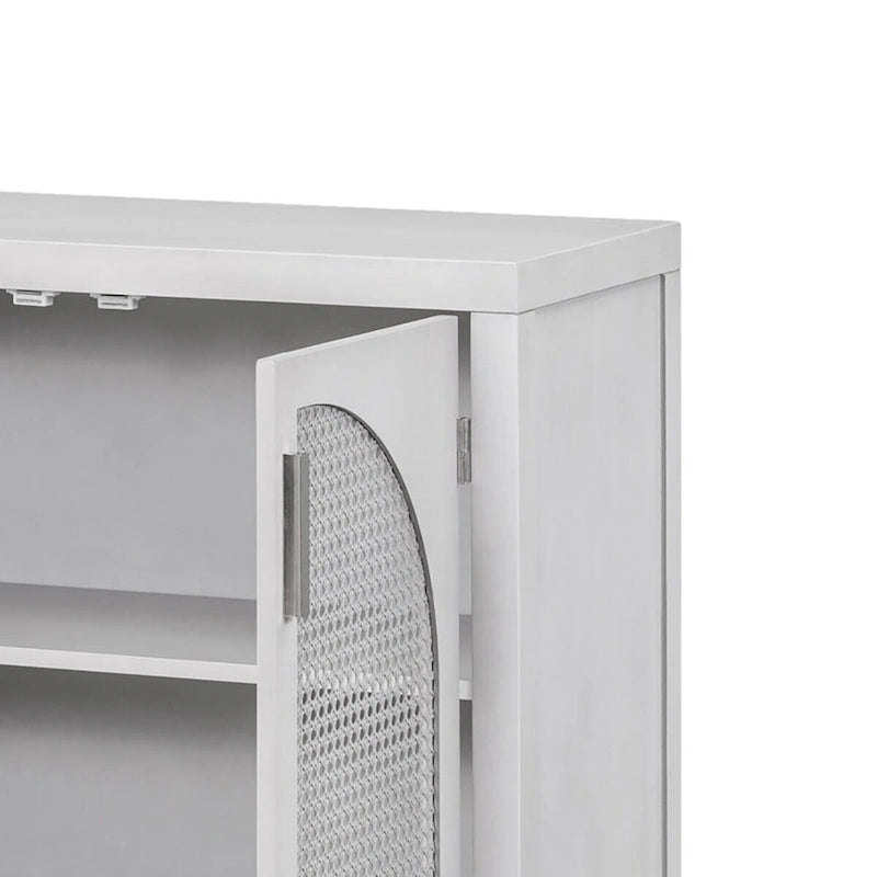 Modern Farmhouse Style Sideboard with Four Artificial Rattan Decorated Doors