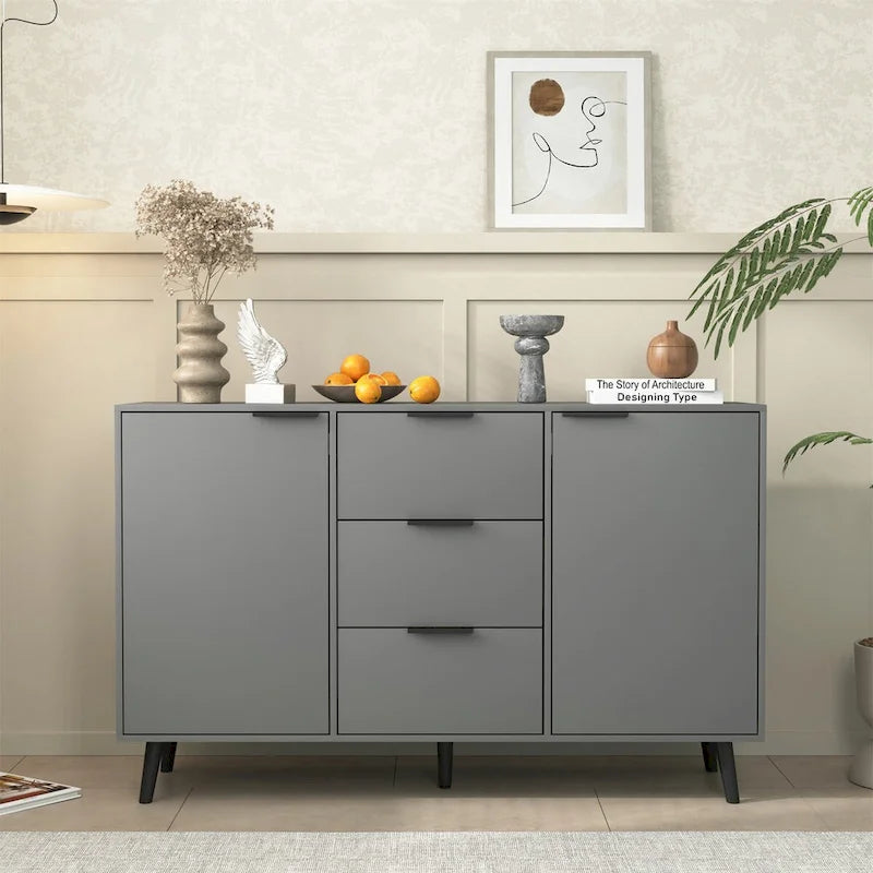 Wood Sideboard Buffet Cabinet with Storage, 3 Drawers & 2 Doors