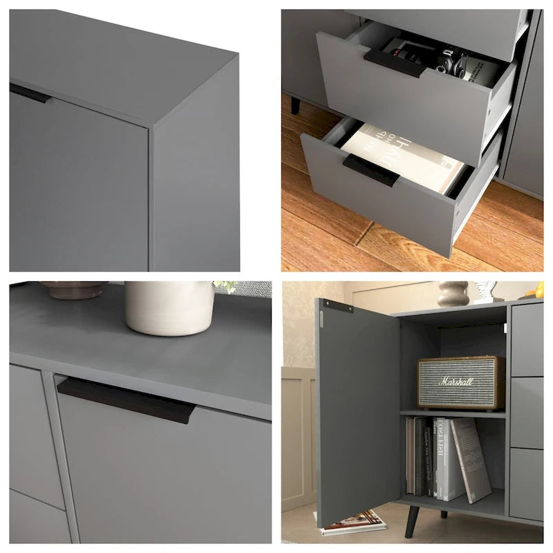 Wood Sideboard Buffet Cabinet with Storage, 3 Drawers & 2 Doors